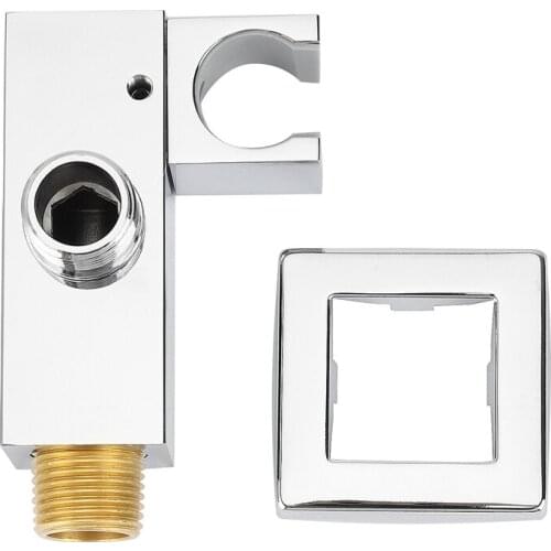 Solid Brass Wall-Mounted Handheld Rotatable Square Shower Bracket Shower Head Base With Water Inlet Fixing Bracket