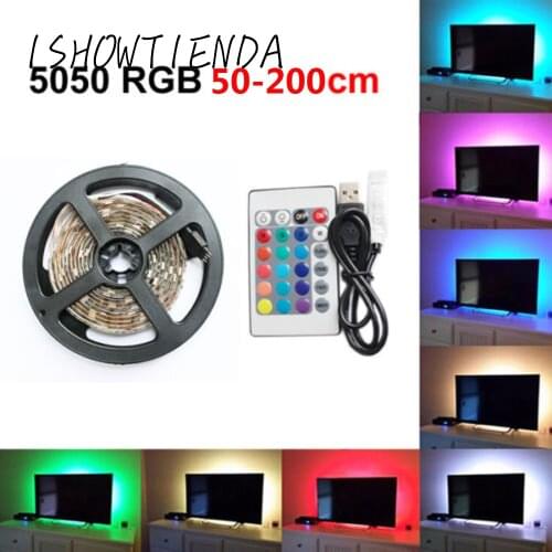 50-200CM USB LED Strip Light TV Back Lamp 5050RGB Colour Changing+Remote Control led strip lights decoration for tv