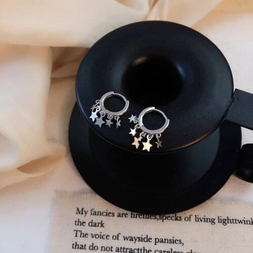 S925 pure silver jewelry with star ear buckle female Japanese minimalist star quickse short earring temperament student earrings