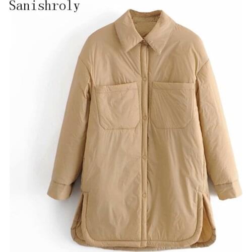 Winter Womens Shirts Jackets Warm Cotton Parka Oversize Shirt Coats Female Armygreen Long Outerwear BF Long Sleeve Khaki Coat