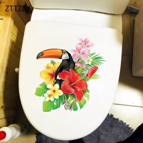 ZTTZDY 20.2×22.4CM Color Bouquet Bathroom Toilet Decoration Cute Bird Kids Room Wall Stickers T2-1229