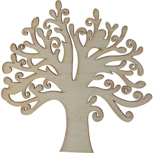 10 PCS Wooden Christmas Tree Family Gift Decoration Piece Hollow Carving Laser Chips