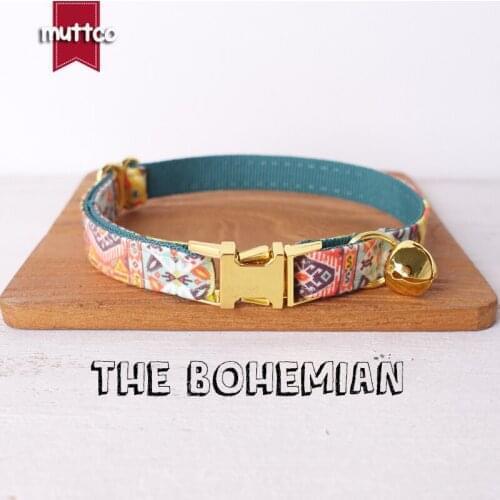 10pcs/lot MUTTCO retail with platinum high quality metal buckle collar for cat THE BOHEMIAN design cat collar 2 sizes UCC050B