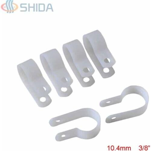 100pcs 10.4mm 3/8" White and Black Nylon Cable Clamp Car Audio Wire Clip Hose Mounts