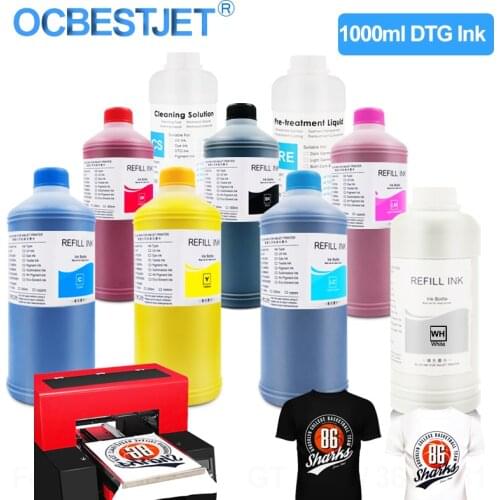 1000ML DTG Ink Textile Ink For Epson 1390 1400 1430 R1900 R2000 R3000 For DX5 DX6 DX7 DX10 Printhead DTG Printer Garment Ink