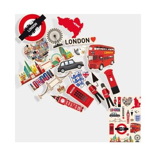 20PCS Vintage England nostalgic stickers suitcase luggage stickers computer refrigerator decorative waterproof stickers