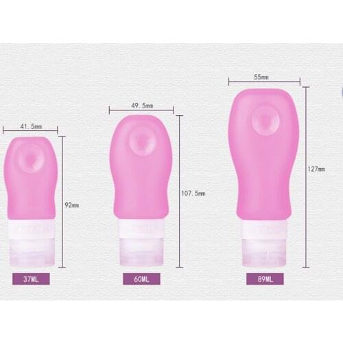 200 pcs/lot 6 color Portable Mini Silicone Bottle Travel Lotion Points Shampoo Container 37ml 60ml 89ml