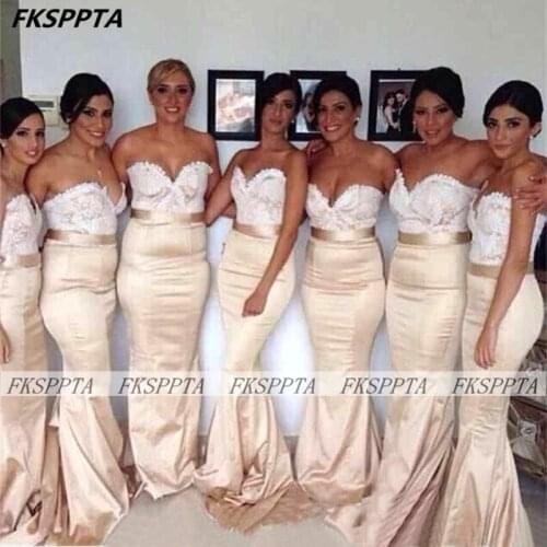 2021 Wholesale Mermaid Bridesmaid Dresses Corset Sweetheart Long Satin Wedding Party Gowns For Maids Of Honor