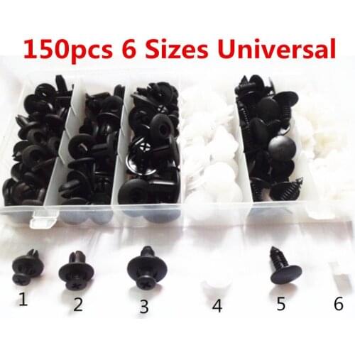 BBQ@FUKA Plastic 150Pcs 6 Sizes Car Bumper Push Pin Rivet Clip Retainer Fastener Moulding For Toyota Honda G-M Ford