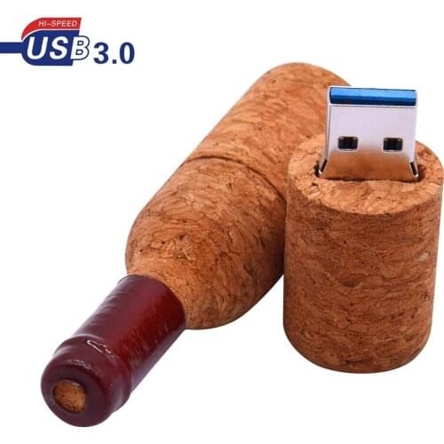 Hot Sale USB 3.0 Red Wine Bottle Model Pendrive Soft Wood Usb Flash Drive 4GB 8GB 16GB 32GB 64GB pen drive Wedding Gifts U Disk