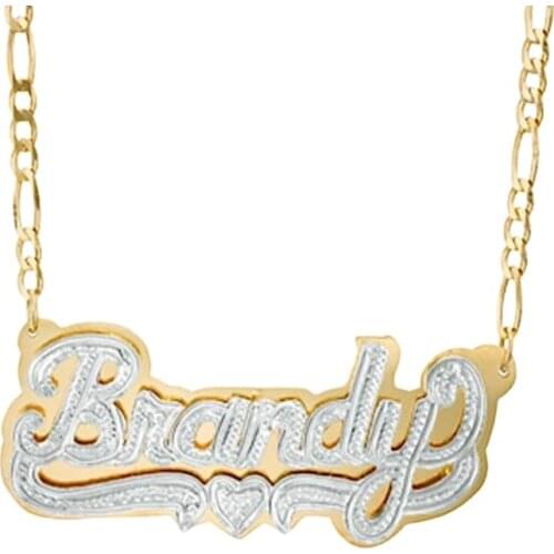 Customized Name Necklace Double 18K Gold plated Nameplate 3D Necklace Personalized Choker Women Double layer Name Necklace Gifts