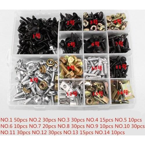 320Pcs U Type Mixed Fixed Car Body Fender Screws kit fender metal clips Rivet Fastener cross self tapping Screws