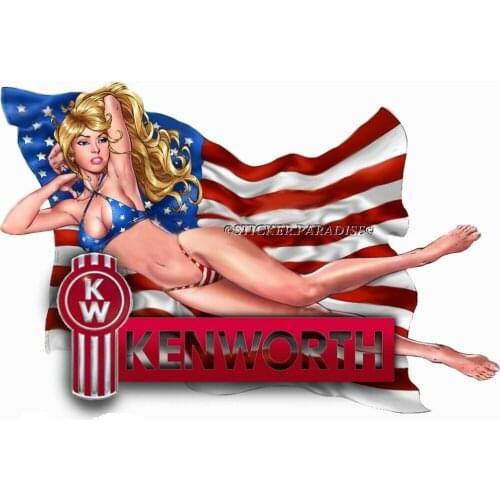For KENWORTH USA GIRL STICKER SEMI TRUCK DECAL GARAGE LABEL MAN CAVE TOOLBOX USA