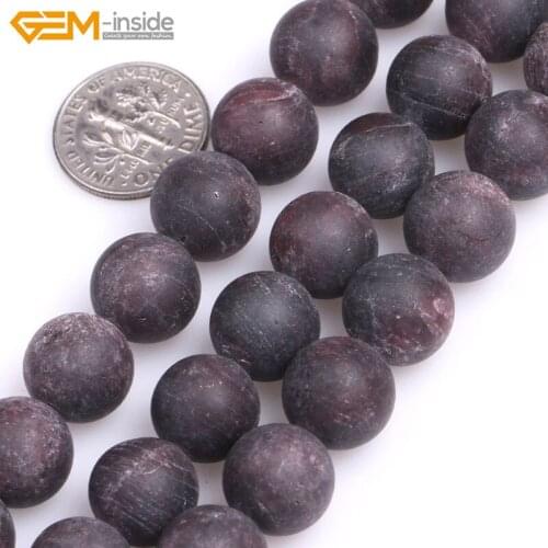 Gem-inside 4-12mm Natural Round Frosted Matt Red Garnet Beads For Jewelry Making Beads 15'' DIY Beads Bracelets For Women Gift