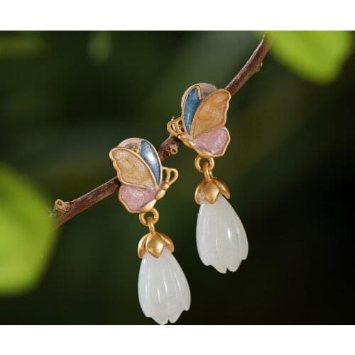 Natural green jade earringswith 925 sterling silver earrings jewelry earrings for women sales with free shipping clearance sale