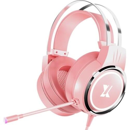 Girls Earphone for E-sport Gaming Live Broadcast Gaming 7.1 Sound Headset Wired USB Earphone with Microphone for Notebook and PC