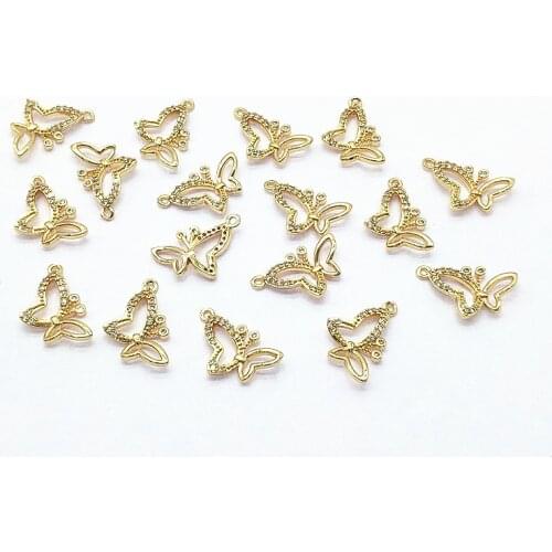 New arrival! 19x14mm 50pcs Copper/Cubic Zirconia Butterfly Charm for Necklace Making DIY parts,Jewelry Findings & Components