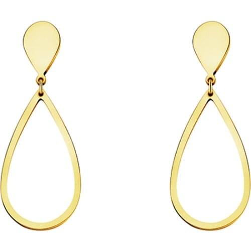 Boucle D'oreille Femme 2017 Stainless Steel Big Hoop Charm Waterdrop Teardrop Drop Earrings Bohemian Gold Color Bijoux Mom Gifts