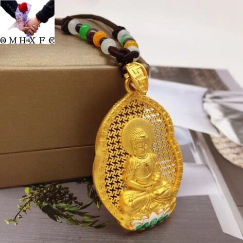 OMHXFC Jewelry Wholesale YM2536 European Fashion Hot Woman Man Party Birthday Wedding Gift Vintage The Buddha 24KT Gold Necklace