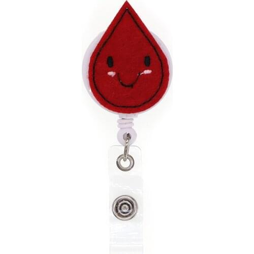 Wholesale Red Drop-shaped Nurse Retractable Felt ID Badge Holder Reel