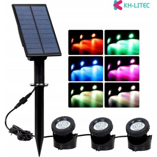 KHLITEC 3 Submersible LED RGB Underwater Lights IP68 Waterproof Solar Pond Lights For Swimming Pool Fountains Fishing Ponds Lamp