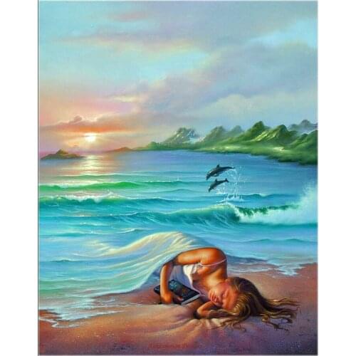 Full Embroidery Counted Cross Stitch Kits Needlework - Crafts 14 ct Aida DIY Arts Handmade Decor Oil painting - Ocean Dreams