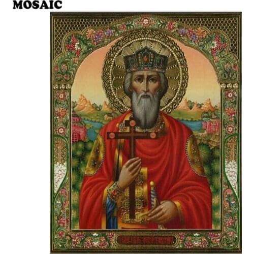 Full Square Diamond 5D DIY Diamond Painting"Religion Icon of Leader"3D Embroidery Cross Stitch Mosaic Painting Decor