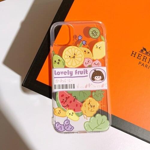 Retro Letter stickers watermelon kawaii Phone case For iPhone 12 11 Pro Max XS MAX XR X 6 7 8 Plus 12 mini 7Plus case Cute cover