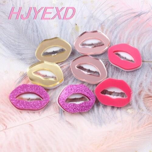 1pair) HP013-Lip Teeth Dangle Earrings Rose Gold Mirror Laser Cut Acrylic Earrings