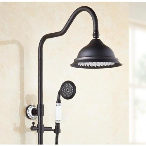 Vidric Shower Faucets Euro Style Brass Bathroom Faucet Oil Rubbed Bronze Dual Handle Dual Control With Slide Bar With Hand Sh
