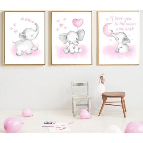 Cartoon Baby Elephant Modern Decorative Painting Childrens Baby Room Wall Decor Decals Home Kids Frameless Wall Stickers Mural