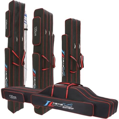 Oxford Fishing Bag 120cm 2/3 Layers Folding Fishing Rod Belly Bag Reel Fishing Tackle Carry Bag Case Travel Storage Bag XA155G