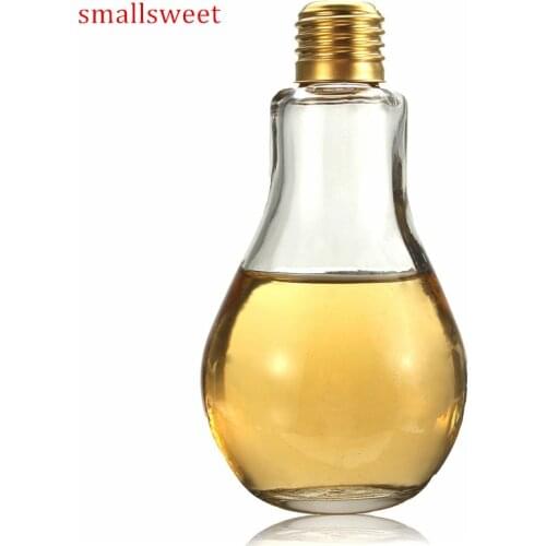 Light Bulb Glass Beverage Milky Tea Fruit Juice Drink Bottle With Lid Terrarium for Home Shop Tea with Milk Lamp Bulb Bottle