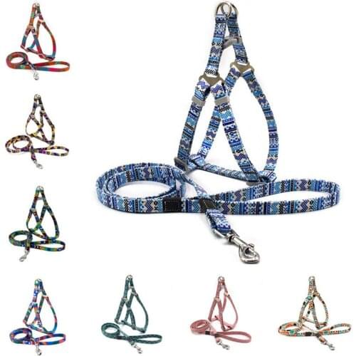 Reflective Adjustable Nylon Cat Harness Leash Set Kitten Vest Pet Walking Training Leash Lead for Small Medium Boho Style