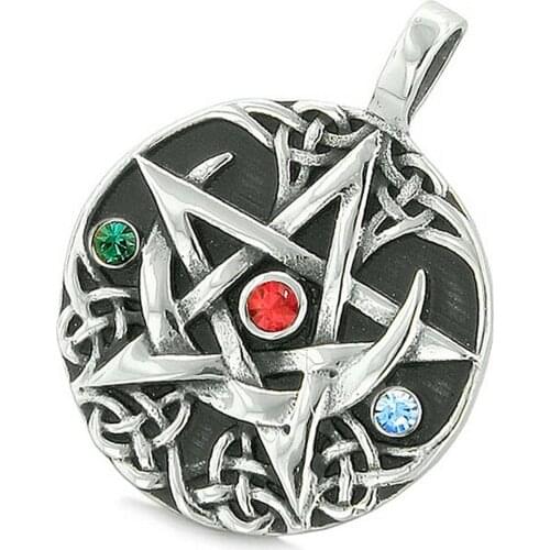 Talisman Amulet Pentacle Pentagram Necklace Pendant Charm Religious Wicca Wiccan Pagan Womens Mens Five Pointed Star Jewelry