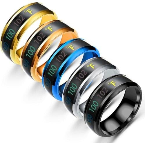 Intelligent Smart Ring Fahrenheit Sensing Temperature Rings for Men Women Colorful Finger Stainless Steel Jewelry Wholesale