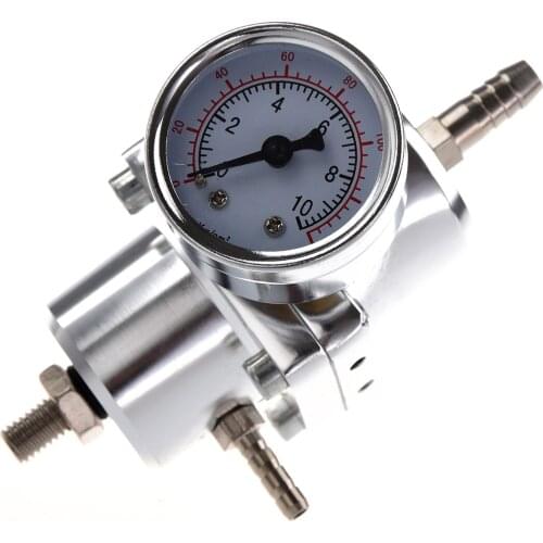 Universal Car Adjustable Fuel Pressure Regulator with Gauge Silver Max 140PSI Oil Pressure Regulator for All Car