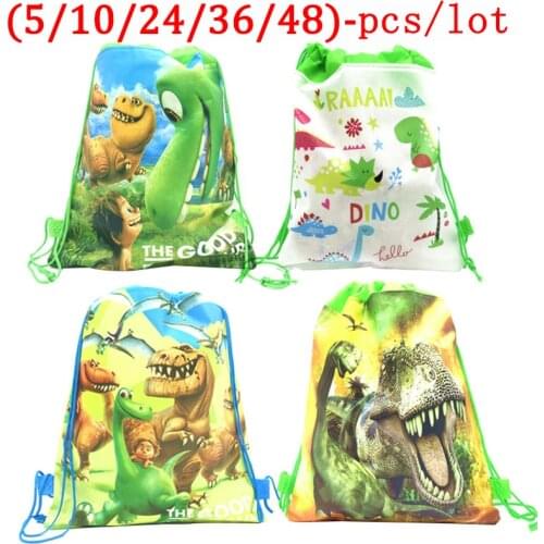 Dinosaur Party Bags Birthday Party Boys Favors Cute Dinosaur Theme Decorate Non-woven Fabric Baby Shower Drawstring Gifts Bags
