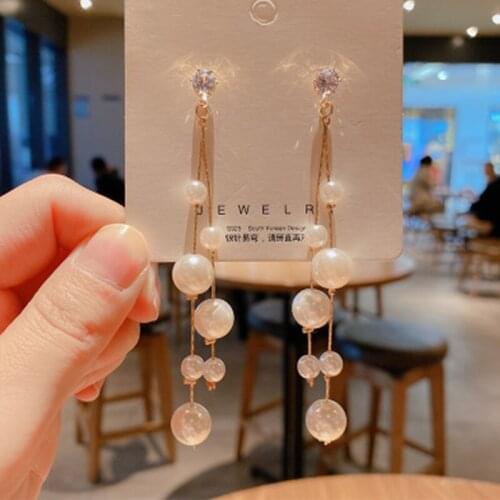 Vintage Gold Color Bar Long Metal Tassel Drop Earrings Tassel Pendant Earrings Geometric Korean Earrings Fashion Jewelry