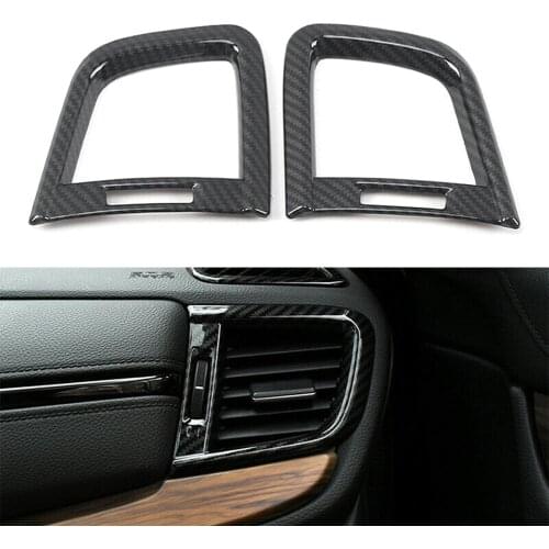 Car Interior Side AC Vent Trim Cover Carbon Fiber Style For Honda CRV CR-V 2017 2018 2019 2020 ABS Plastic