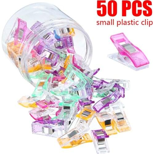 50PCS Patchwork Sewing Clip, Small Edging Clip, Axe Clip, White And Red Plastic Clip, Mixed Color 2.7*1cm