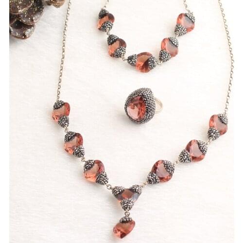 Zultanite Silver Jewelry Set, Woman Handmade 925 Silver Zultanite Necklace+bracelet+ring