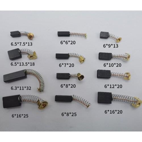 10pcs Power Tool Carbon Brush Electric Hammer Angle Grinder Graphite Brush Replacement More than 30 Sizes