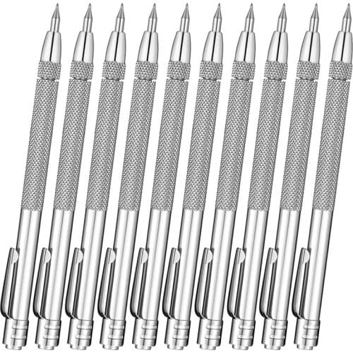 10 Pieces Tungsten Carbide Scriber With Magnet Aluminium Etching Engraving Pen With Clip For Ceramics Glass Marble