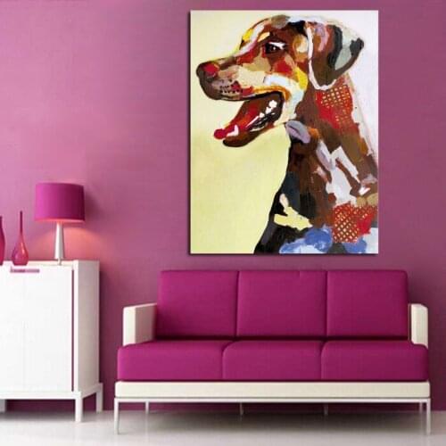 100% Freeshipping Decoration Handpainted Lovely Dog Oil Painting Abstract Art Animal Picture Modern Home Wall Pictures On Canvas