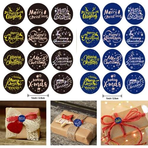 500pcs/roll Merry Christmas Adhesive Labels Seal Thank You Label Sticker Scrapbook Stationery Supply Gift Packing Decoration