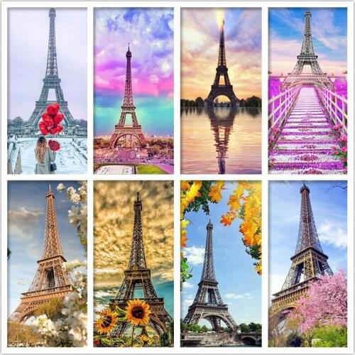 5D DIY Diamond Painting Eiffel Tower Scenery Diamond Embroidery Picture Rhinestone Mosaic Cross Stitch Kit Home Decoration
