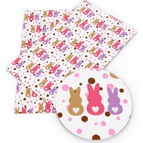 David accessories 20*33cm Easter Rabbit Egg Faux Artificial Synthetic Leather DIY Holiday Sewing Fabric Bags Knotbow,1Yc5155