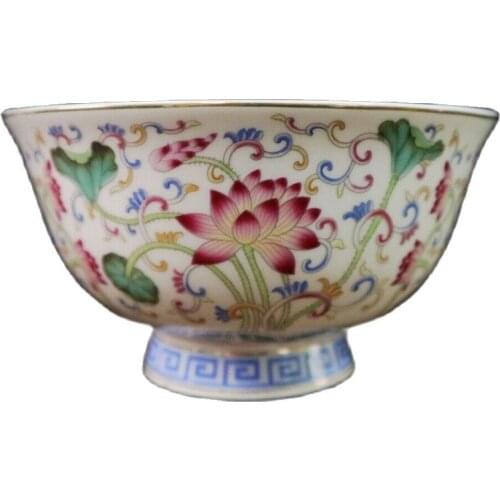 Chinese old porcelain Pastel Patterned Lotus pattern Bowls Chinese meal bowl