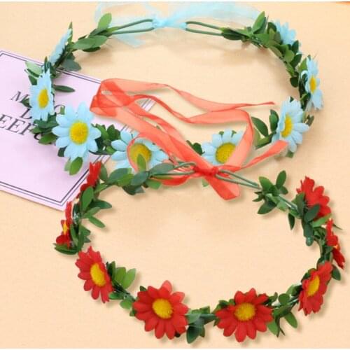 Floral Headband Princess Wreath Girls Crown Headdress Party Ribbon Garland Bride Flower Crown Hair Band Wedding Hair Accessorie